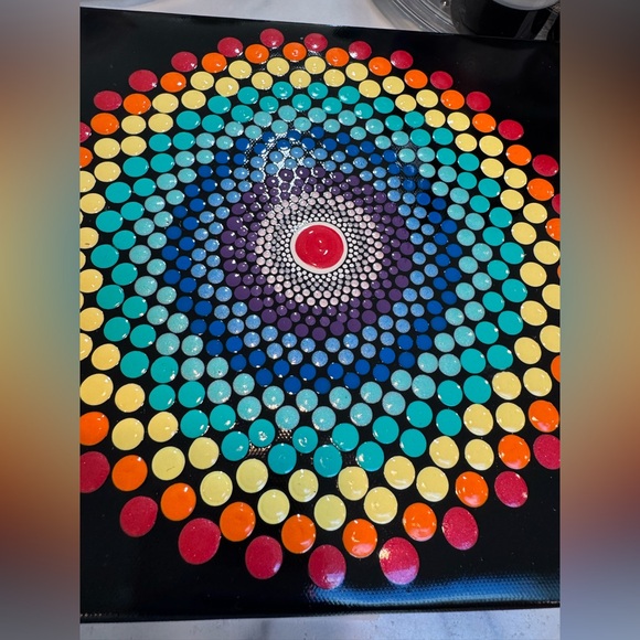 Find the peace in the design mandala canvas rainbow design - Picture 4 of 15